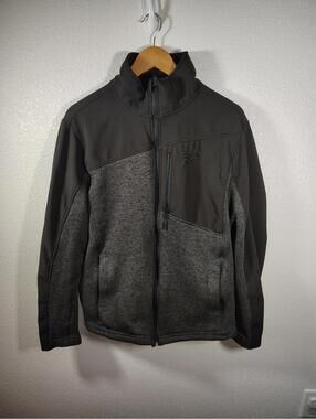 Reebok  Mens Black And Grey Knit Full Zip  Casual Jacket Zip Pockets Size L